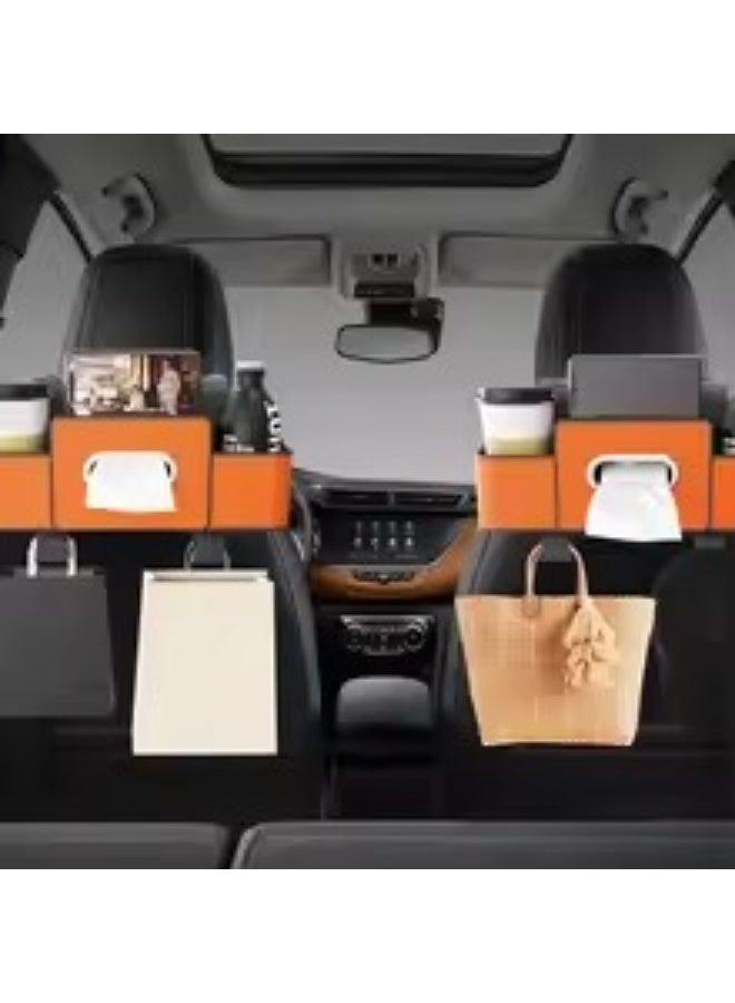 Car backseat storage organizer with two drink holders, a tissue box, and a storage box hook; multi-functional automatic storage; suitable for children, men, women, and travel. - Image 4